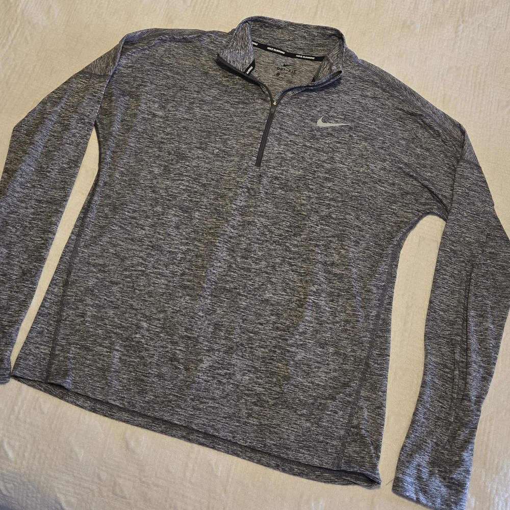 Nike Dri-fit Heather Gray Quarter Zip Pullover, Size Medium